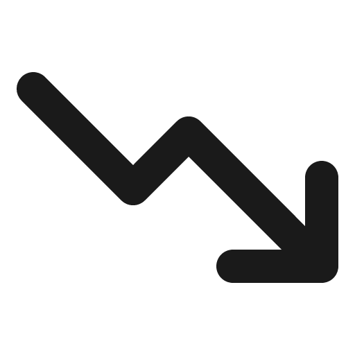 Trend down bold icon, bold style, from Phosphor