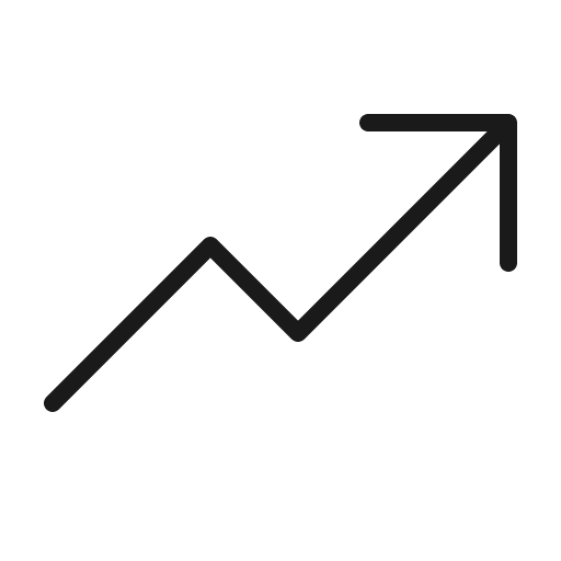 Trend up thin icon, thin style, from Phosphor