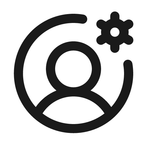 User circle gear icon, solid style, from Phosphor