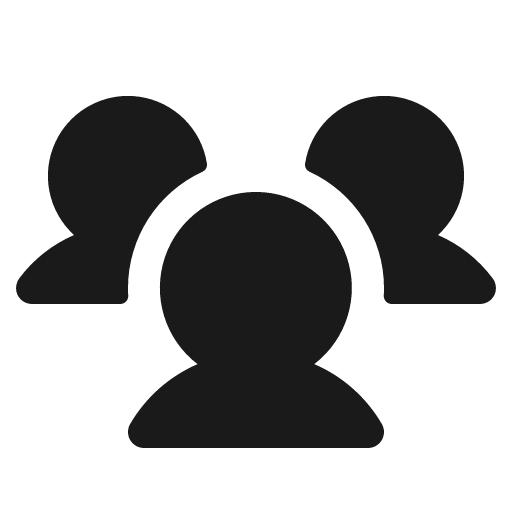 Users three fill icon, filled style, from Phosphor