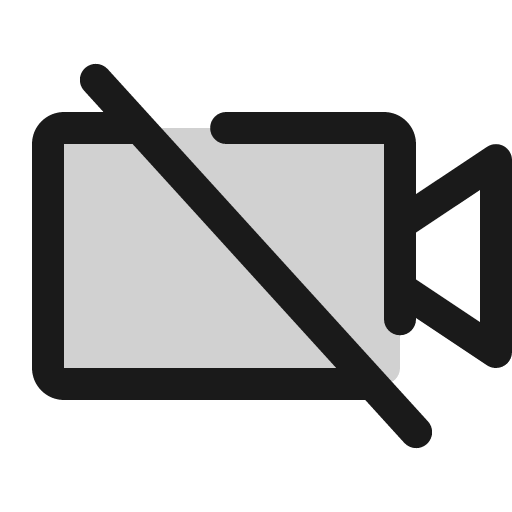 Video camera slash duotone icon, two-tone style, from Phosphor