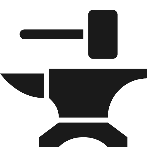 Anvil and mallet icon, solid style, from Pinhead Map Icons