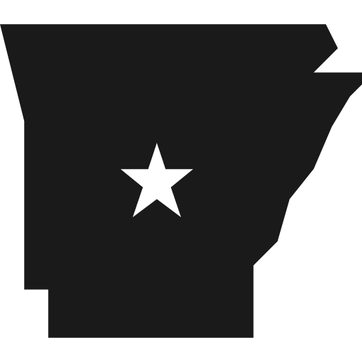 Arkansas with capital star icon, solid style, from Pinhead Map Icons
