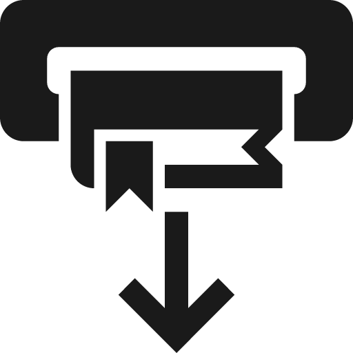 Arrow down from book with bookmark in slot icon, solid style, from Pinhead Map Icons