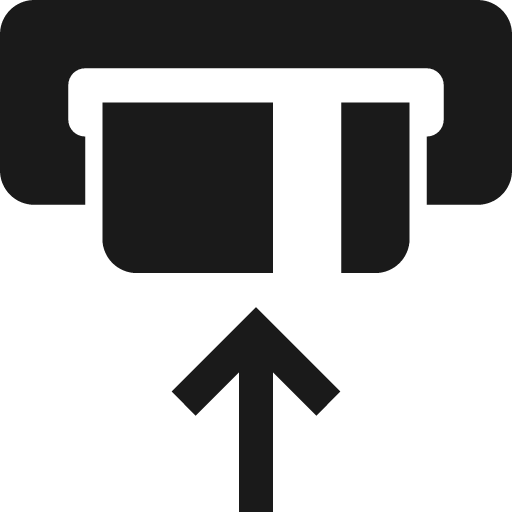 Arrow up to payment card in slot icon, solid style, from Pinhead Map Icons