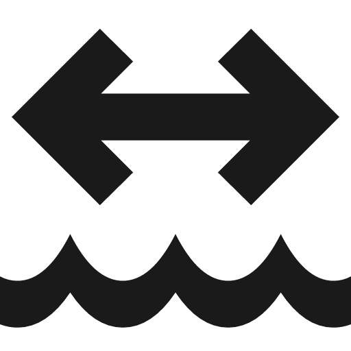 Arrows left right above water icon, solid style, from Pinhead Map Icons