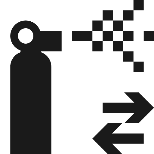 Bear spray can with spray and arrow right above arrow left icon, solid style, from Pinhead Map Icons