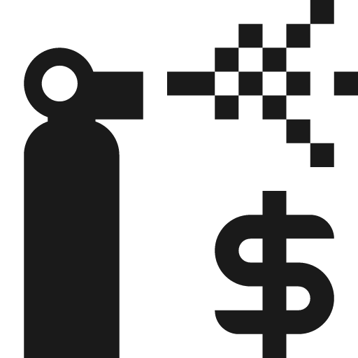 Bear spray can with spray and dollar icon, solid style, from Pinhead Map Icons