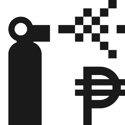 Bear spray can with spray and peso icon, solid style, from Pinhead Map Icons