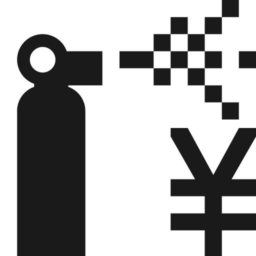 Bear spray can with spray and yen yuan icon, solid style, from Pinhead Map Icons