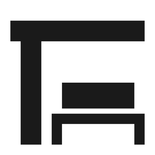 Bench with backrest in rectangular shelter icon, solid style, from Pinhead Map Icons