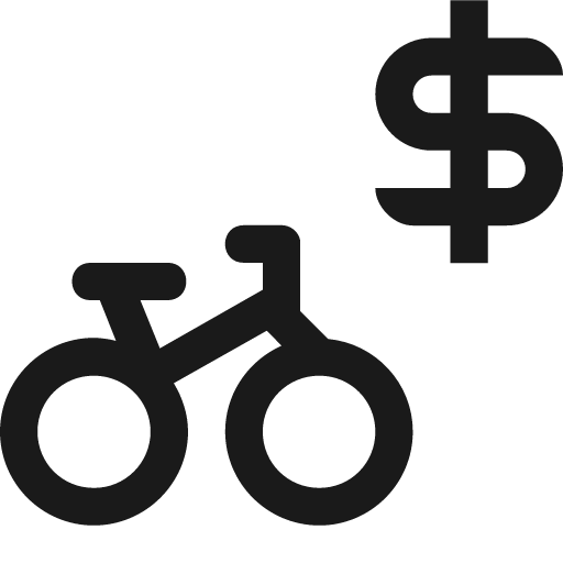 Bicycle and dollar icon, solid style, from Pinhead Map Icons