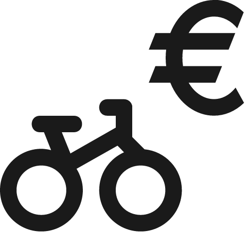 Bicycle and euro icon, solid style, from Pinhead Map Icons
