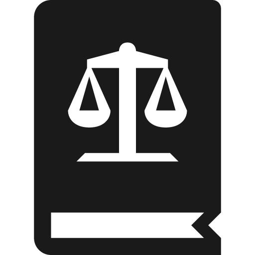 Book with balance scales icon, solid style, from Pinhead Map Icons