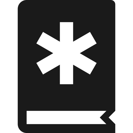 Book with heavy six point asterisk icon, solid style, from Pinhead Map Icons