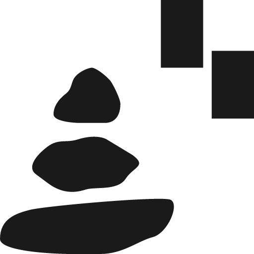 Cairn and two tall rectangles top left icon, solid style, from Pinhead Map Icons