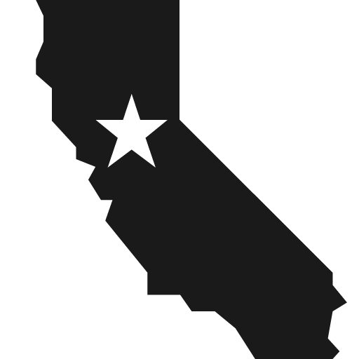 California with capital star icon, solid style, from Pinhead Map Icons