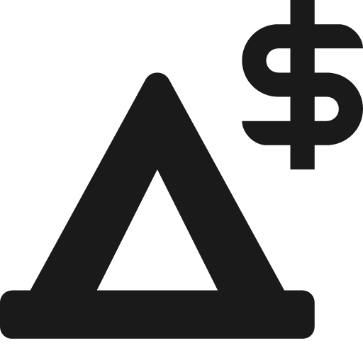 Campsite with dollar icon, solid style, from Pinhead Map Icons