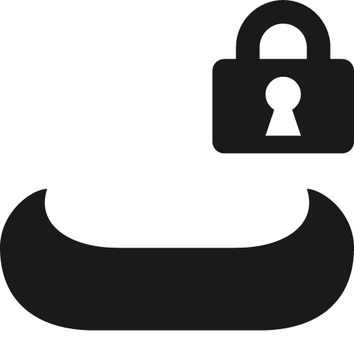Canoe and locked lock with keyhole icon, solid style, from Pinhead Map Icons