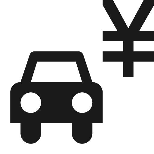 Car with yen yuan icon, solid style, from Pinhead Map Icons