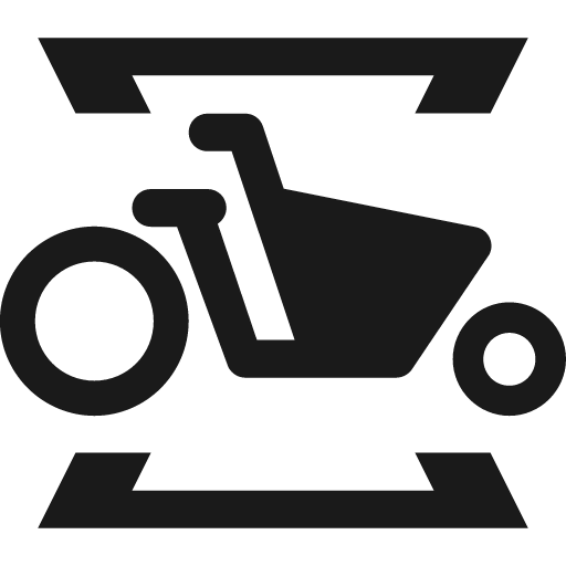 Cargobike in parking structure icon, solid style, from Pinhead Map Icons