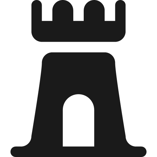 Castle keep icon, solid style, from Pinhead Map Icons
