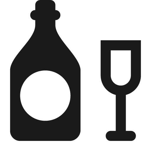 Champagne bottle and champagne glass icon, solid style, from Pinhead Map Icons