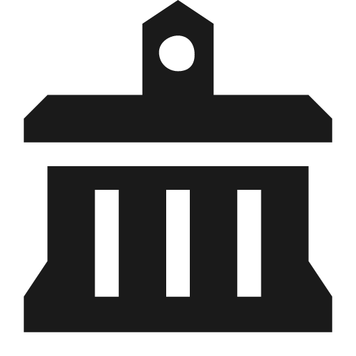 Classical building with clock icon, solid style, from Pinhead Map Icons