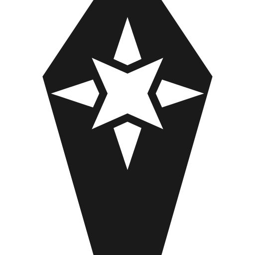 Coffin with quaker star icon, solid style, from Pinhead Map Icons