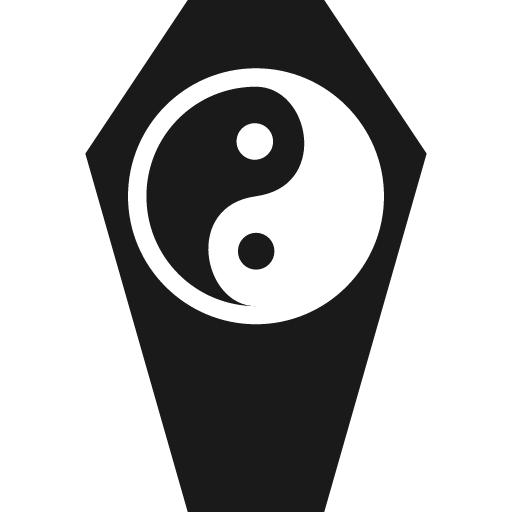 Coffin with yin yang icon, solid style, from Pinhead Map Icons