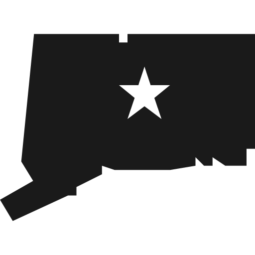 Connecticut with capital star icon, solid style, from Pinhead Map Icons