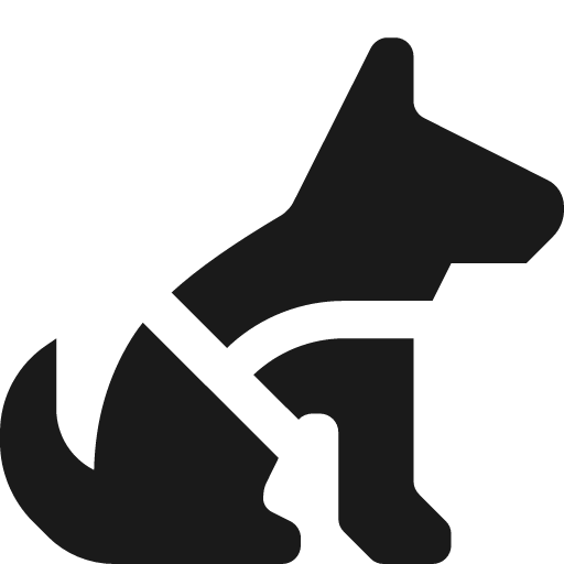 Dog sitting wearing harness icon, solid style, from Pinhead Map Icons