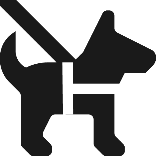 Dog wearing harness on leash icon, solid style, from Pinhead Map Icons