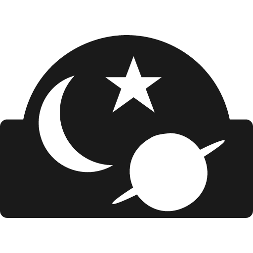Dome with crescent moon and star and planet icon, solid style, from Pinhead Map Icons