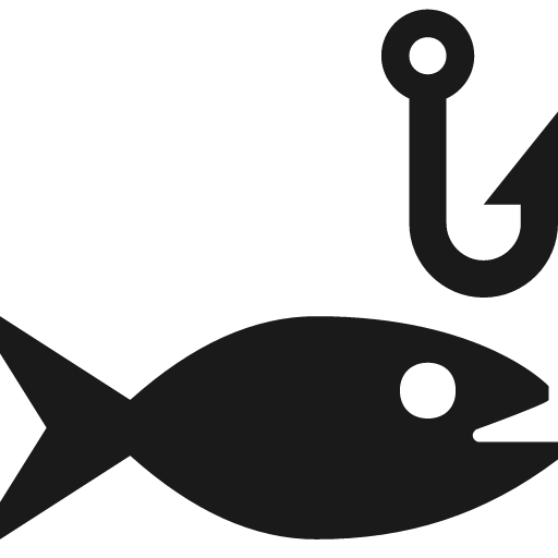 Fish under barbed hook icon, solid style, from Pinhead Map Icons
