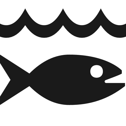 Fish under water icon, solid style, from Pinhead Map Icons