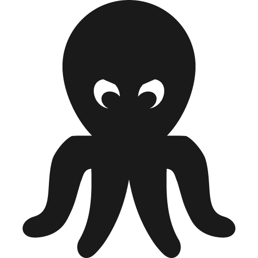 Four legged octopus with cartoon eyes icon, solid style, from Pinhead Map Icons