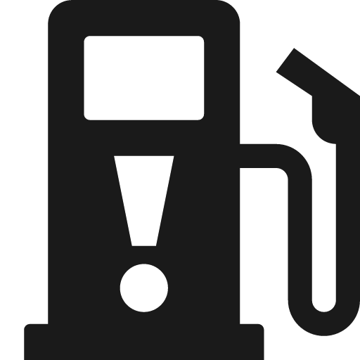 Gasoline pump with exclamation point icon, solid style, from Pinhead Map Icons