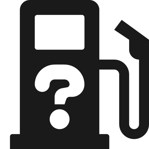 Gasoline pump with question mark icon, solid style, from Pinhead Map Icons