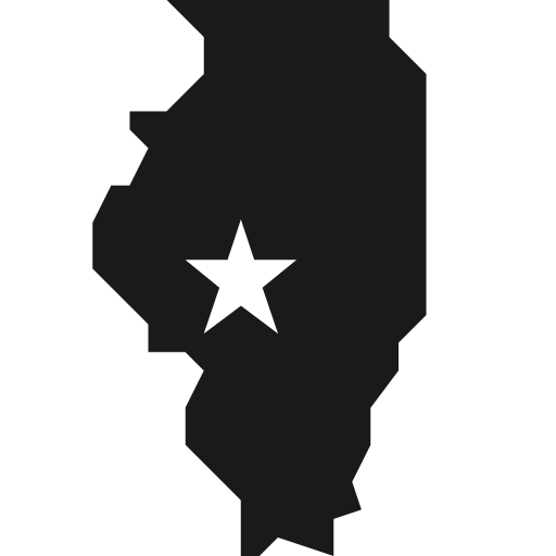 Illinois with capital star icon, solid style, from Pinhead Map Icons
