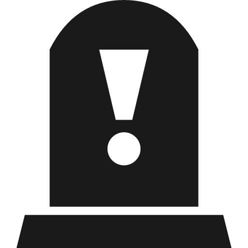 Memorial stone with exclamation point icon, solid style, from Pinhead Map Icons