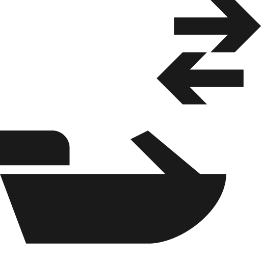 Motorboat and arrow right above arrow left icon, solid style, from Pinhead Map Icons