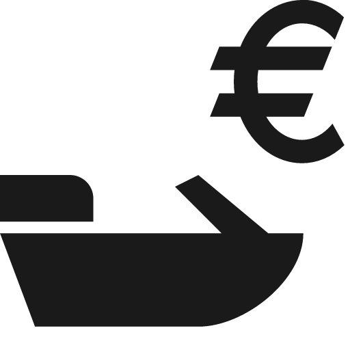 Motorboat and euro icon, solid style, from Pinhead Map Icons