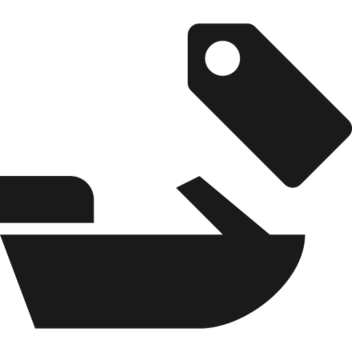 Motorboat and tag icon, solid style, from Pinhead Map Icons
