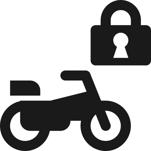 Motorcycle and locked lock with keyhole icon, solid style, from Pinhead Map Icons