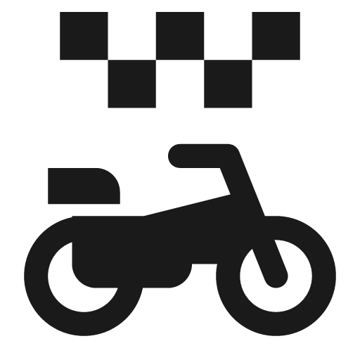 Motorcycle under taxi checkerboard icon, solid style, from Pinhead Map Icons