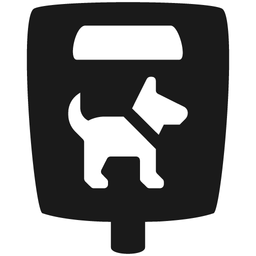 Mounted slotted dispenser with dog wearing collar icon, solid style, from Pinhead Map Icons