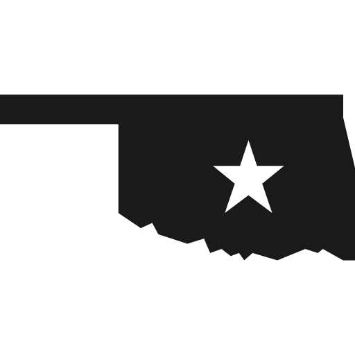 Oklahoma with capital star icon, solid style, from Pinhead Map Icons