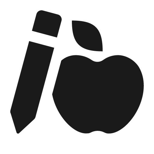 Pencil and apple icon, solid style, from Pinhead Map Icons