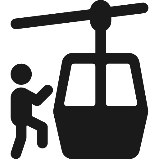 Person boarding aerial gondola icon, solid style, from Pinhead Map Icons